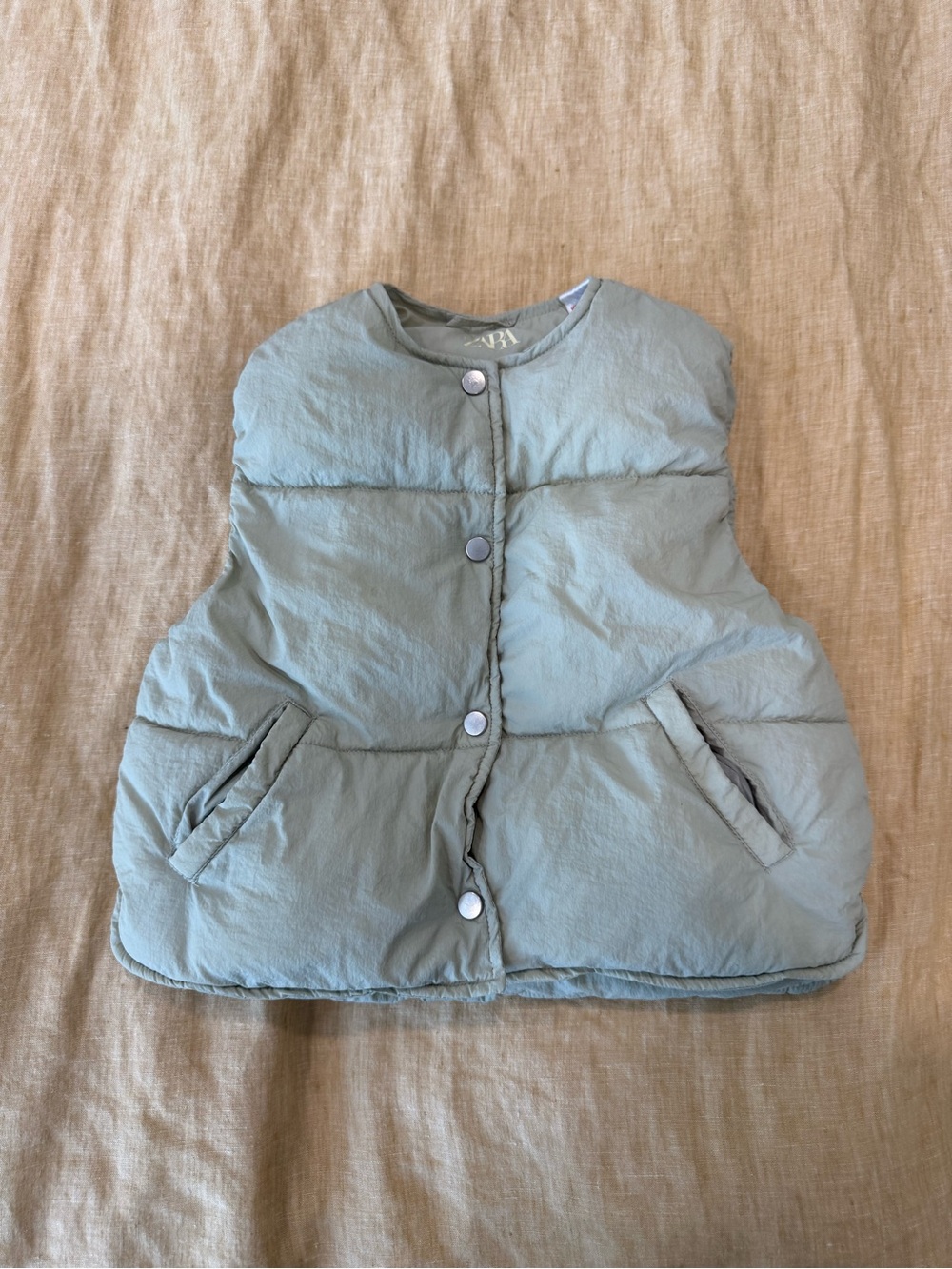 Zara Light Sage Green Puffer Vest